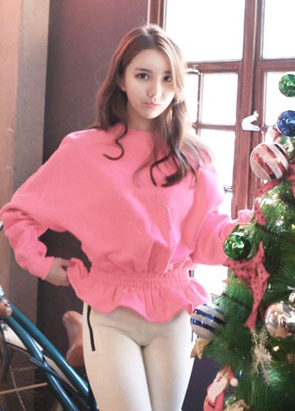 round neck batwing sweater with waist string