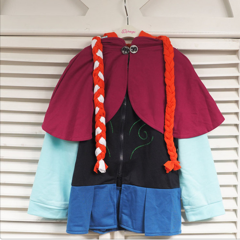 2 pcs set princess frozen anna jacket + hooded cape costume pretend play birthday gift hadiah harijadi party
