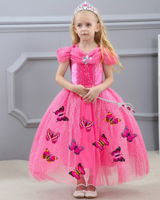 disney cinderella elegance costume dress with butterfly pink 120 130
