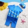 2809 boy girl kids floating swimming suit baju renang swimwear + cap cars