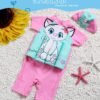 2810 boy girl kids floating swimming suit baju renang swimwear + cap cat m , l , xl