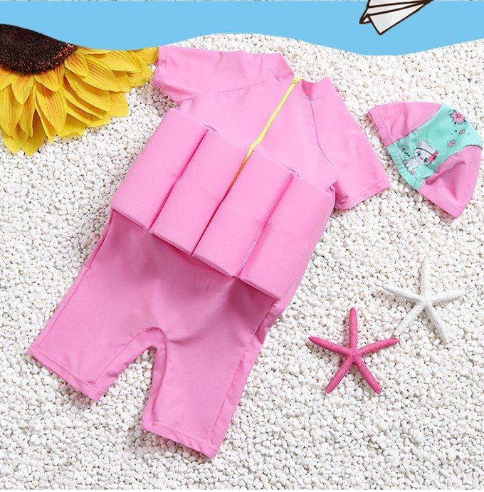 2810 boy girl kids floating swimming suit baju renang swimwear + cap cat m , l , xl 2810 boy girl kids floating swimming suit baju renang swimwear + cap cat m , l , xl