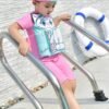 2810 boy girl kids floating swimming suit baju renang swimwear + cap cat m , l , xl