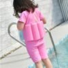 2810 boy girl kids floating swimming suit baju renang swimwear + cap cat m , l , xl