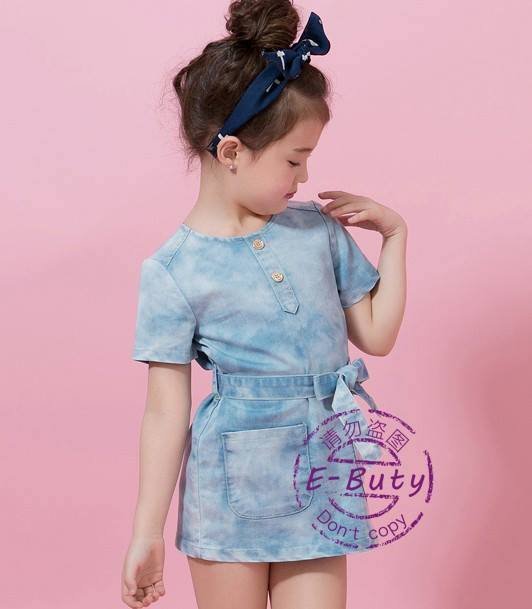 kid girl soft blue denim dress
