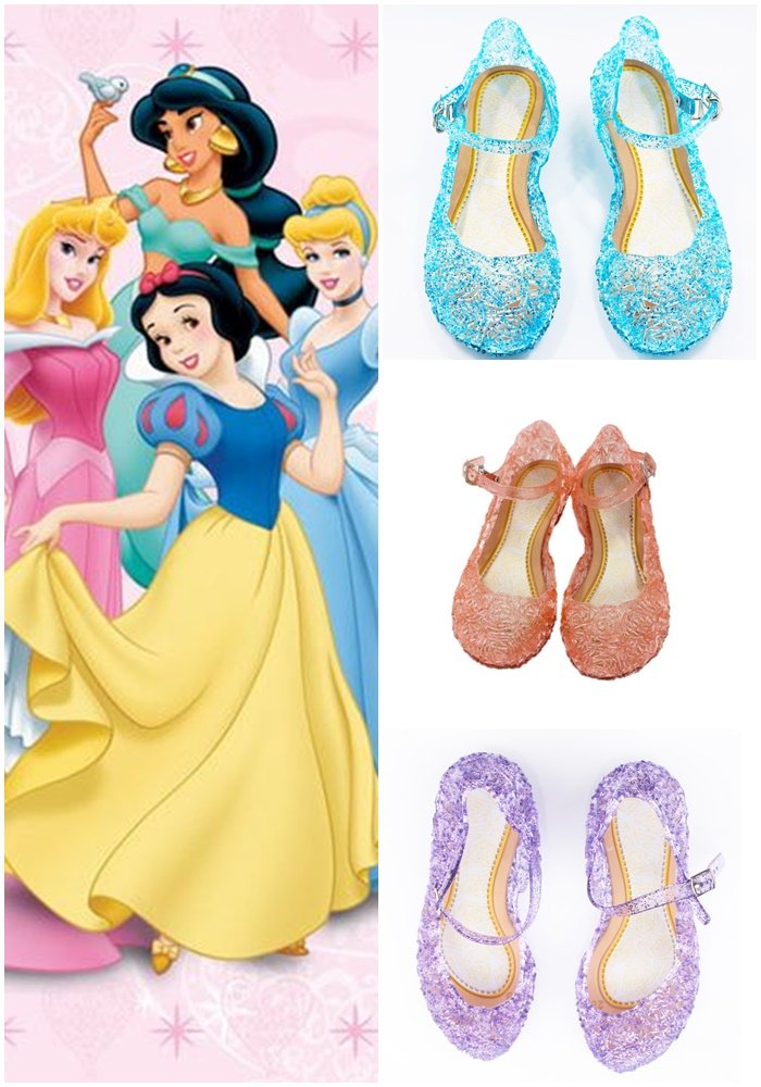kids girl jelly shoes crystal sandal sofia rapunzel cinderella belle aurora frozen elsa blue pink purple princess disney costume pretend play birthday gift hadiah harijadi party Jelly Shoes Crystal Sandal