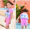 code 2013 2803 girl kids floating swimming suit baju renang swimwear + cap unicorn